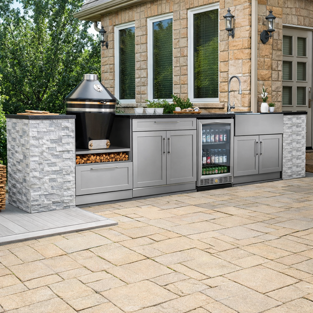 Signature Series 8PC Custom Outdoor Kitchen · 304 Stainless Steel · Shaker Door