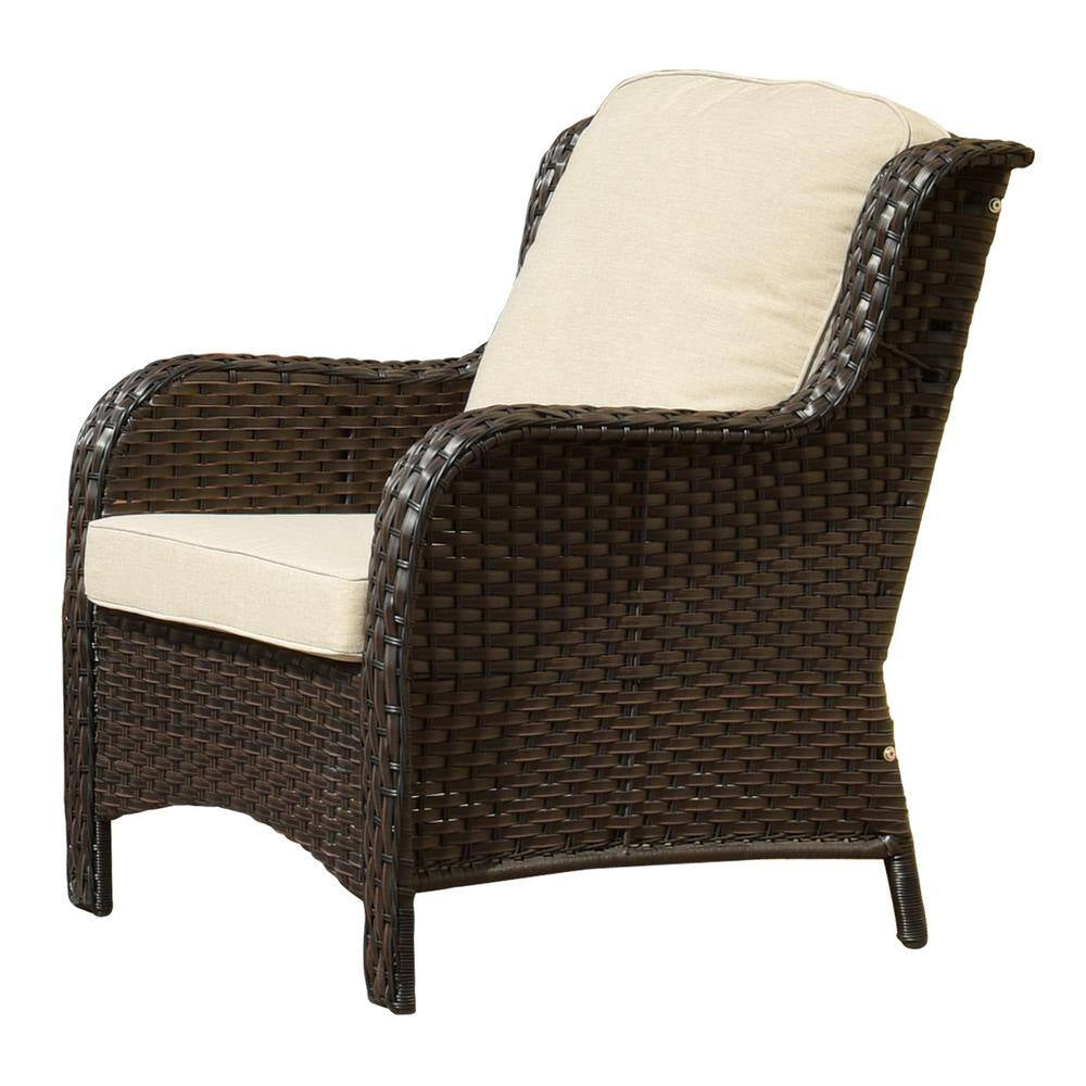 Joyoung Brown 6-Piece Wicker Outdoor Patio Conversation Seating Set with Beige Cushions