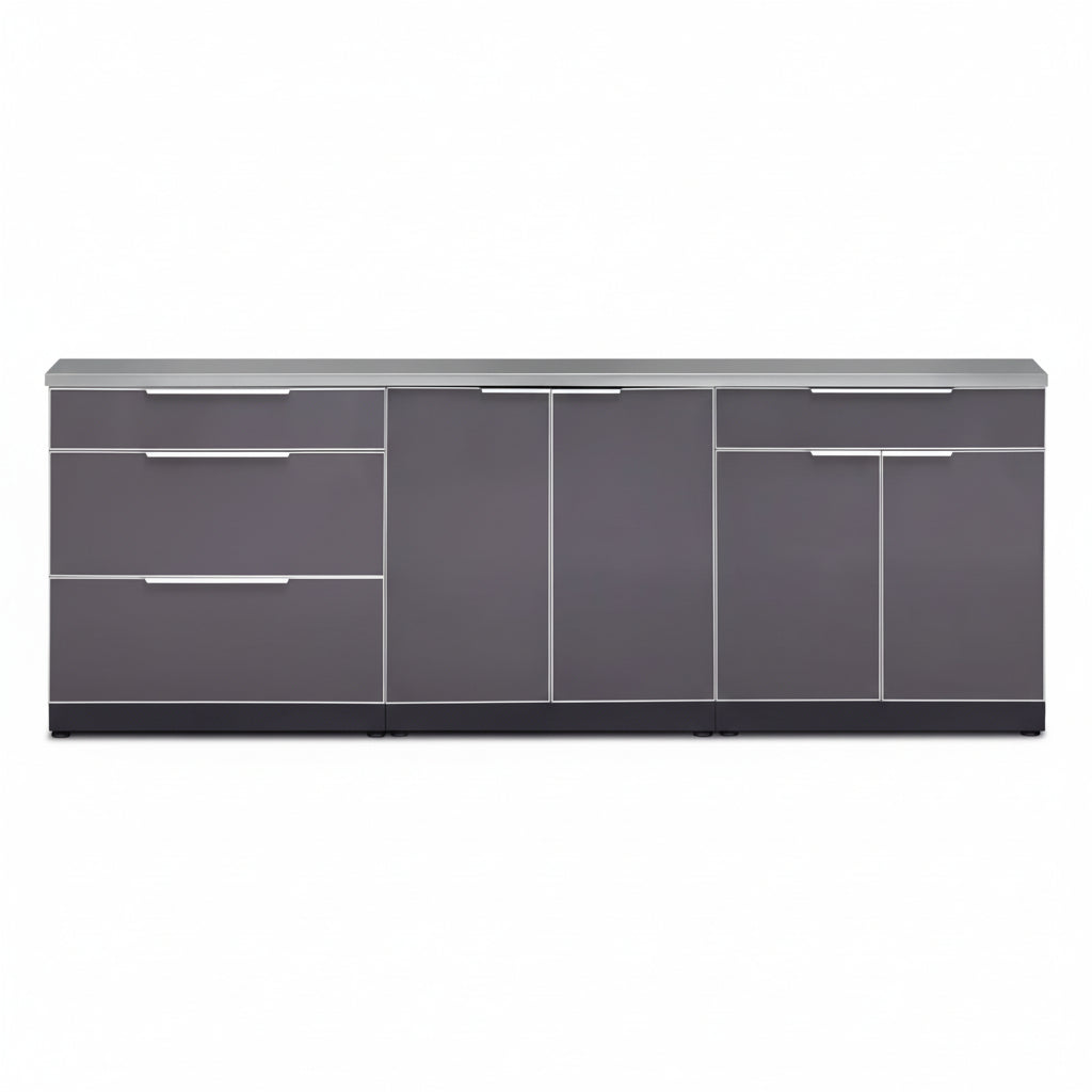Newage Products Outdoor Kitchen 4 Piece Cabinet Set in Slate Gray with Countertops