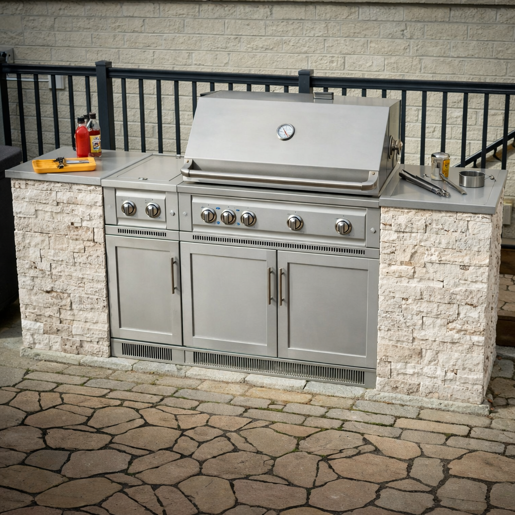 Signature Series 8PC Custom Outdoor Kitchen · 304 Stainless Steel · Shaker Door