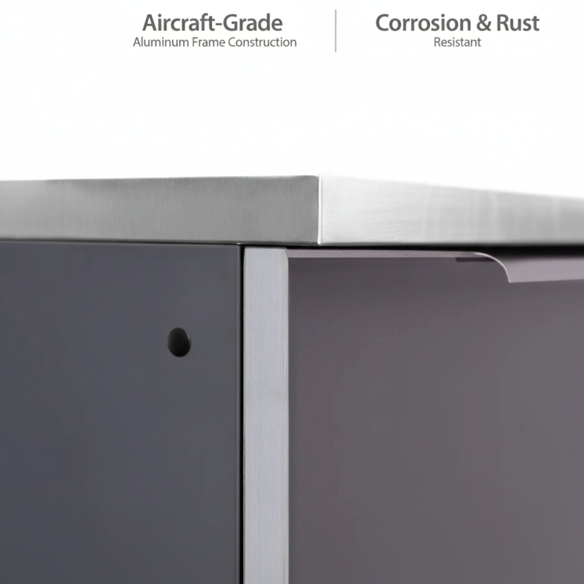 Newage Products Outdoor Kitchen Aluminum 4 Piece Cabinet Set with Corner Shelf, 2-Door, 3-Drawer and Bar Cabinet